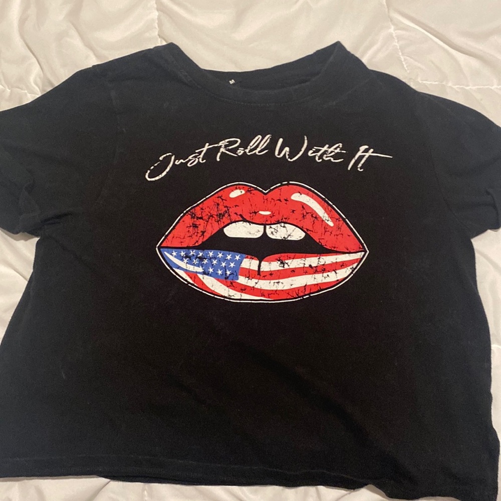 Black Rolling Stones shirt made for 4th of July
